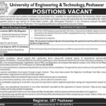 UET Peshawar Jobs 2018 for Lab Engineer & Teaching Faculty 17 November, 2018