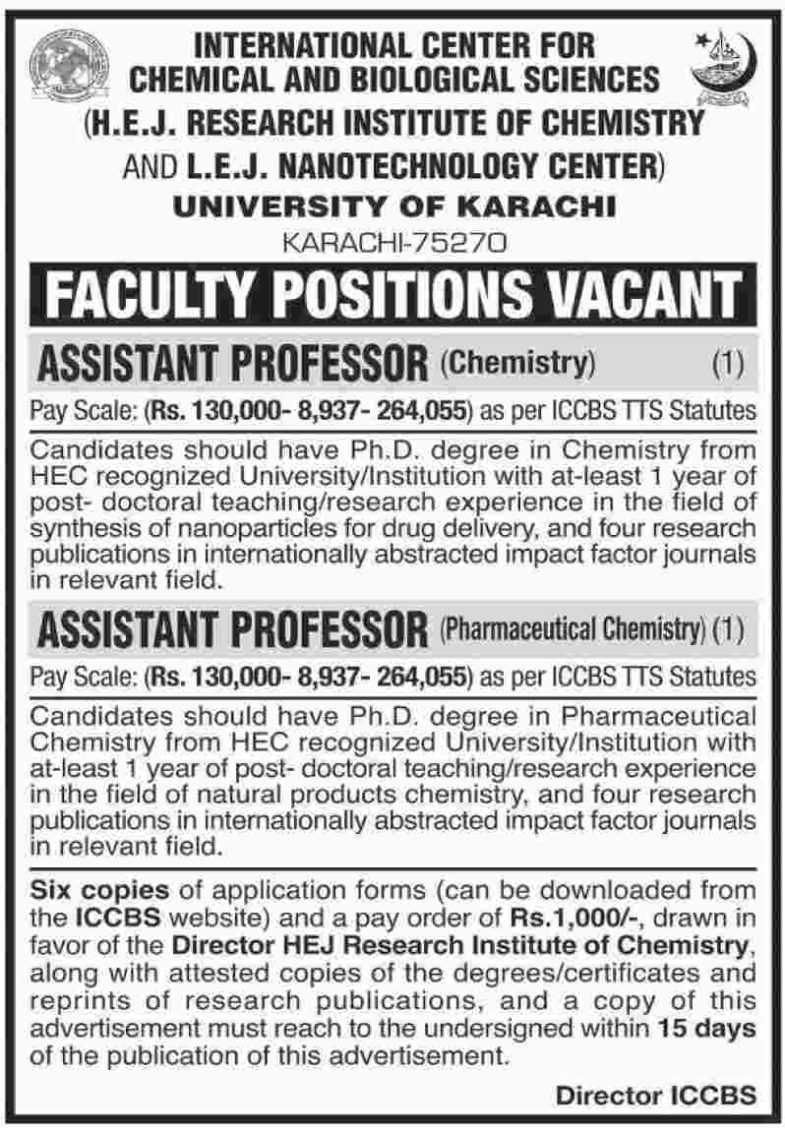 Jobs In International Center For Chemical And Biological Sciences 07 Nov 2018