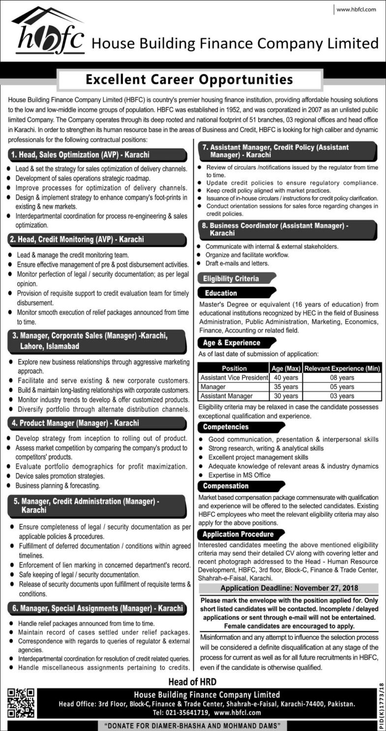 HBFC Pakistan Jobs 2018 for Coordinators, Asst Managers, Managers & Other Posts (Multiple Cities) 13 November, 2018HBFC Pakistan Jobs 2018 for Coordinators, Asst Managers, Managers & Other Posts (Multiple Cities) 13 November, 2018