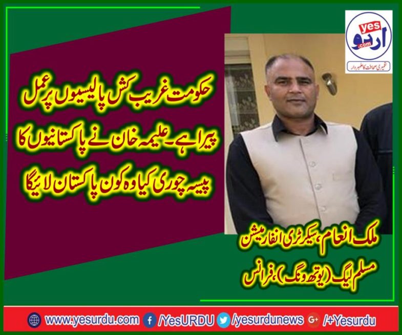 MALIK INAM, SECRETARY, INFORMATION, PMLN, FRANCE, YOUTH WING