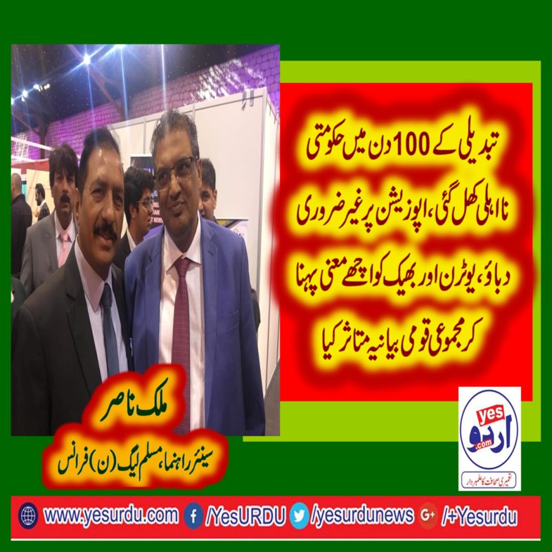 MALIK MUHAMMAD NASIR, SENIOR, LEADER, PMLN, FRANCE, ON, 100, DAYS, OF, WORST, GOVT