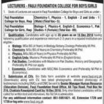 Fauji Foundation Jobs 2019 for Teaching Faculty at FF College Rawalpindi