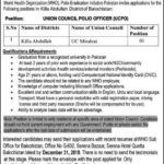 World Health Organization (WHO) Jobs 2019 for UC Polio Officers (Balochistan)