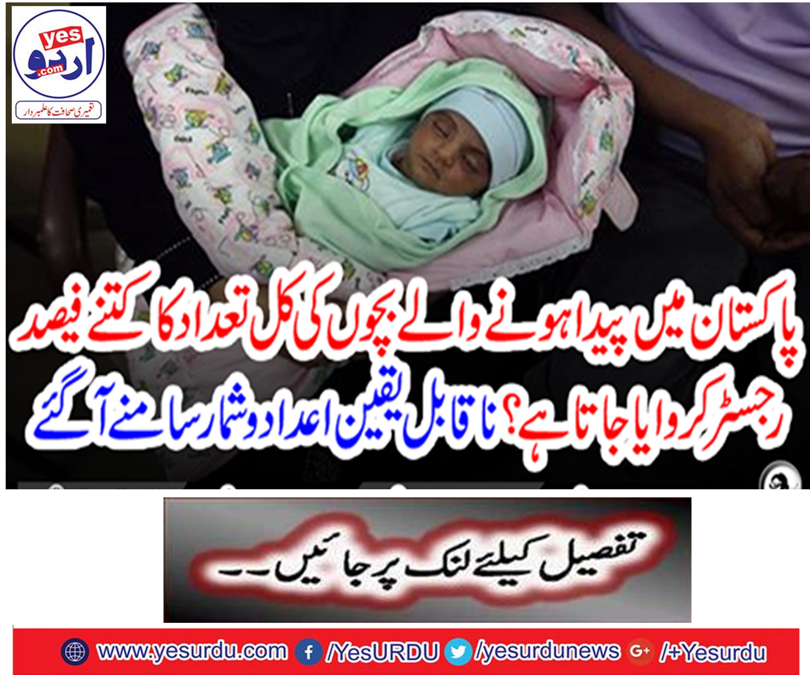 How many percent of the children born in Pakistan are registered?