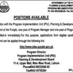 Punjab Planning & Development Board Jobs 2019 for Program Officer and Manager Posts
