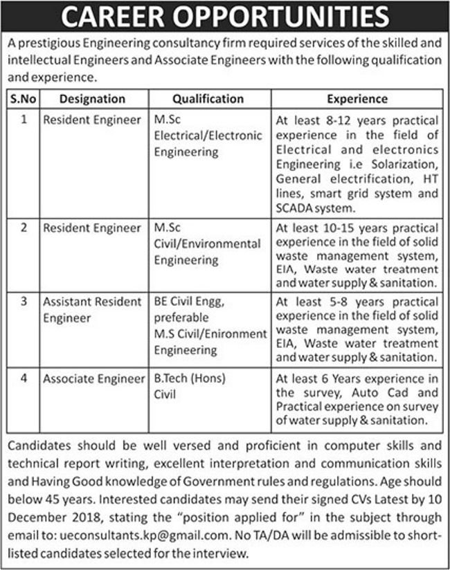 KP Engineering Consulting Firm Jobs 2019 for Various Engineering Posts