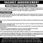National Productivity Organization (NPO) Jobs 2019 for the post of CEO