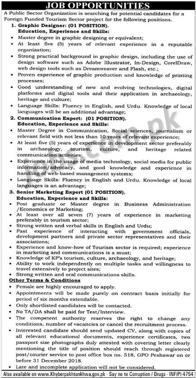 PO Box 518 KP Jobs 2019 for Marketing, Communication & Graphic Designer Posts