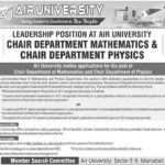 Air University Jobs 2019 for Chairperson