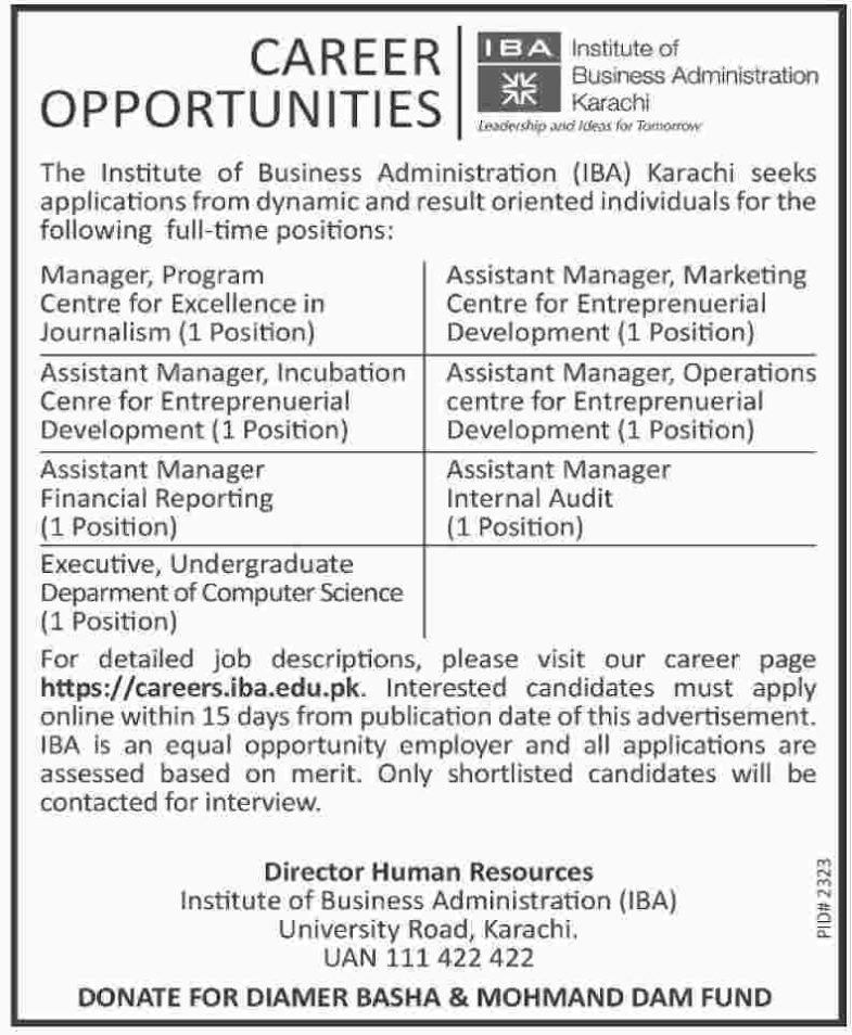 IBA Karachi Jobs 2019 for 7+ Posts (Multiple Categories)