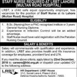 LRBT Hospital Jobs 2019 for Staff Nurses and Medical Professionals