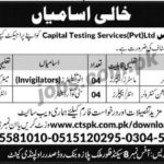 Capital Testing Services (CTS) Jobs 2019 for 25+ Invigilators, Examination Controllers, City Coordinators & Other Posts