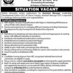 Bahria University (Lahore) Jobs 2019 for Assistant Manager / Admin / HR Post