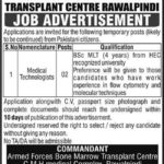 Armed Forces BMT Center Rawalpindi Jobs 2019 for 2+ Medical Technologists