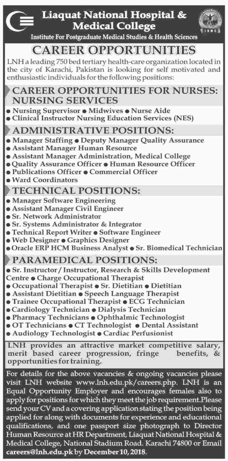 Liaquat ,National, Hospital , College, Jobs, 2019, for, 100+, IT, Admin, HR, Medical, Teaching, &, Other, Categoreis, 3, December, 2018