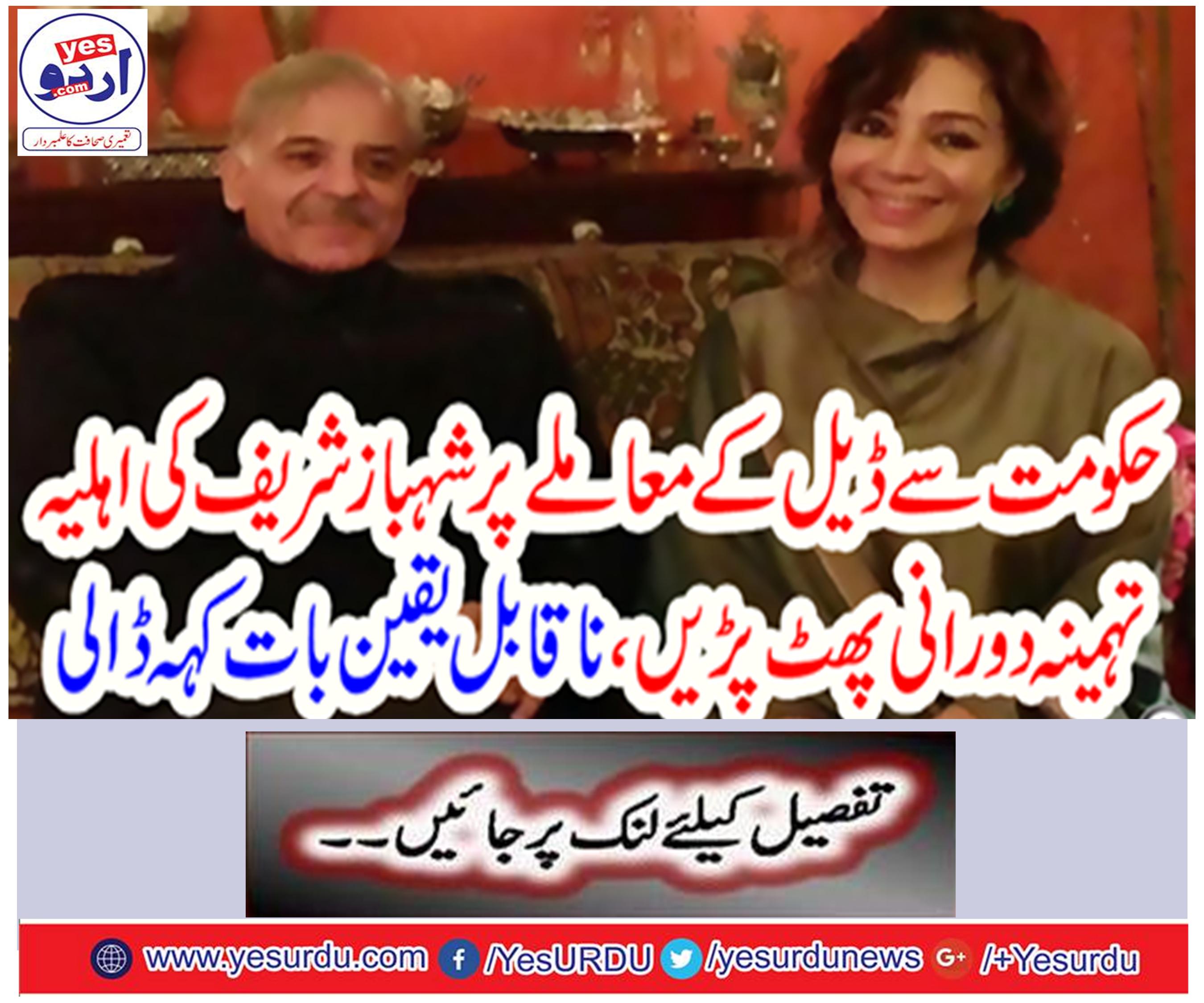 Shahbaz Sharif's wife, Taimina Durani, gets over the deal with the Government,