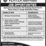 Vertex, School, & College, Abbottabad, Jobs ,2019 ,for ,Computer, Operator, Accounts, Teaching ,& Support, Staff,25 December, 2018