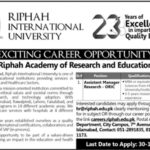 Ripah, International, University, Jobs, 2019, for,Assistant ,Manager, Research, 23 December, 2018