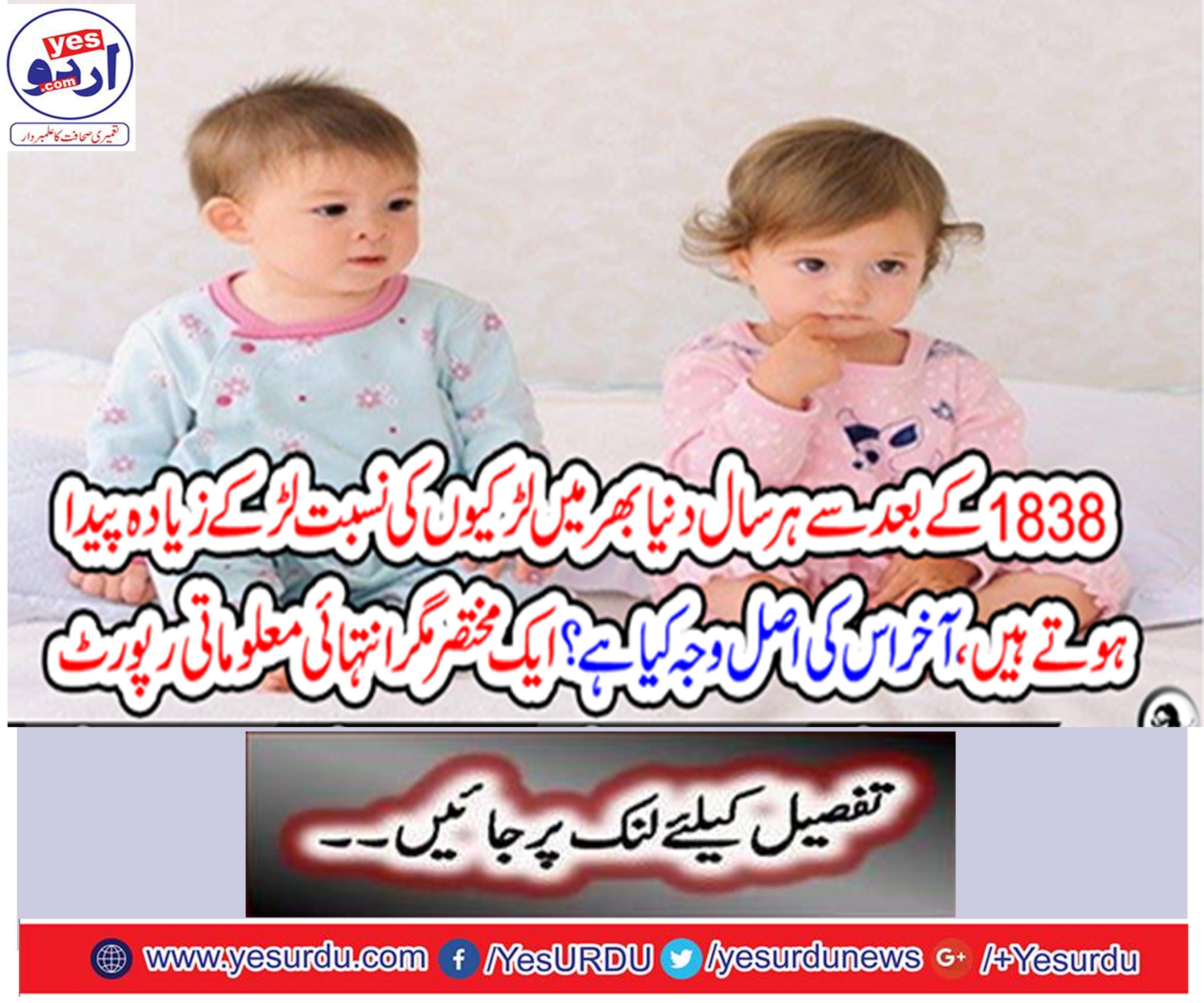From 1838 every year boys are more than girls around the world,