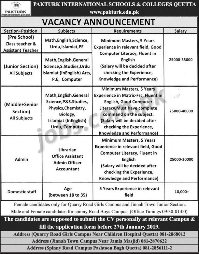 Pakturk,International,Schools/Colleges,Quetta,Jobs,2019,for,Admin,,Accounts,,Library,,Office,&,Teaching,Staff 7,December,,2018