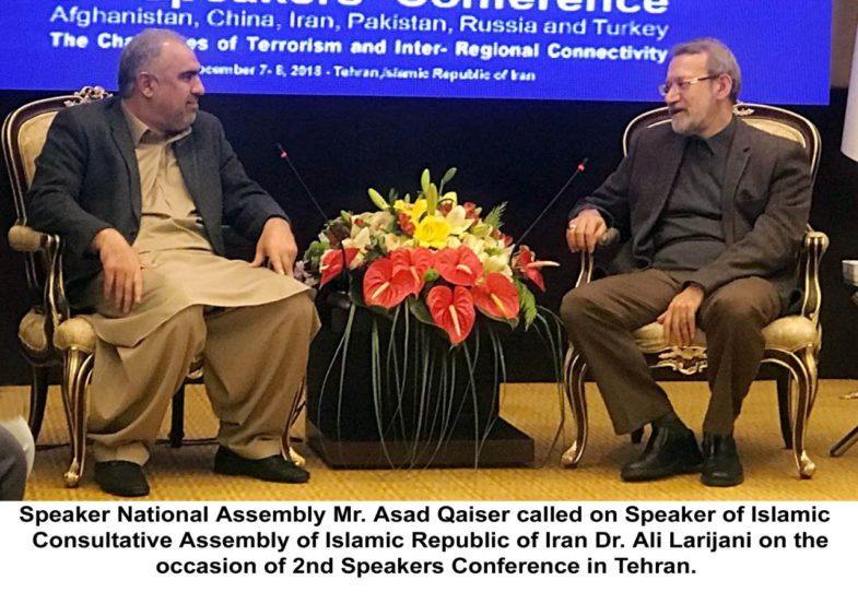 Pakistan, wants, to, strengthen, better relationships, with, Iran, said, speaker, asad qaiser, to, ali, larijani