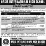 Oasis International High School Gujranwala Jobs 2019 for Dispenser, Nurses, Coordinators and Teachers