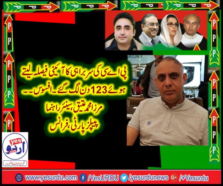 MIRZA ATEEQ,  SENIOR, LEADER, PPP, FRANCE, SAID, ABOUT, PAC, CHAIRMANSHIP, TO, SHEHBAZ SHARIEF