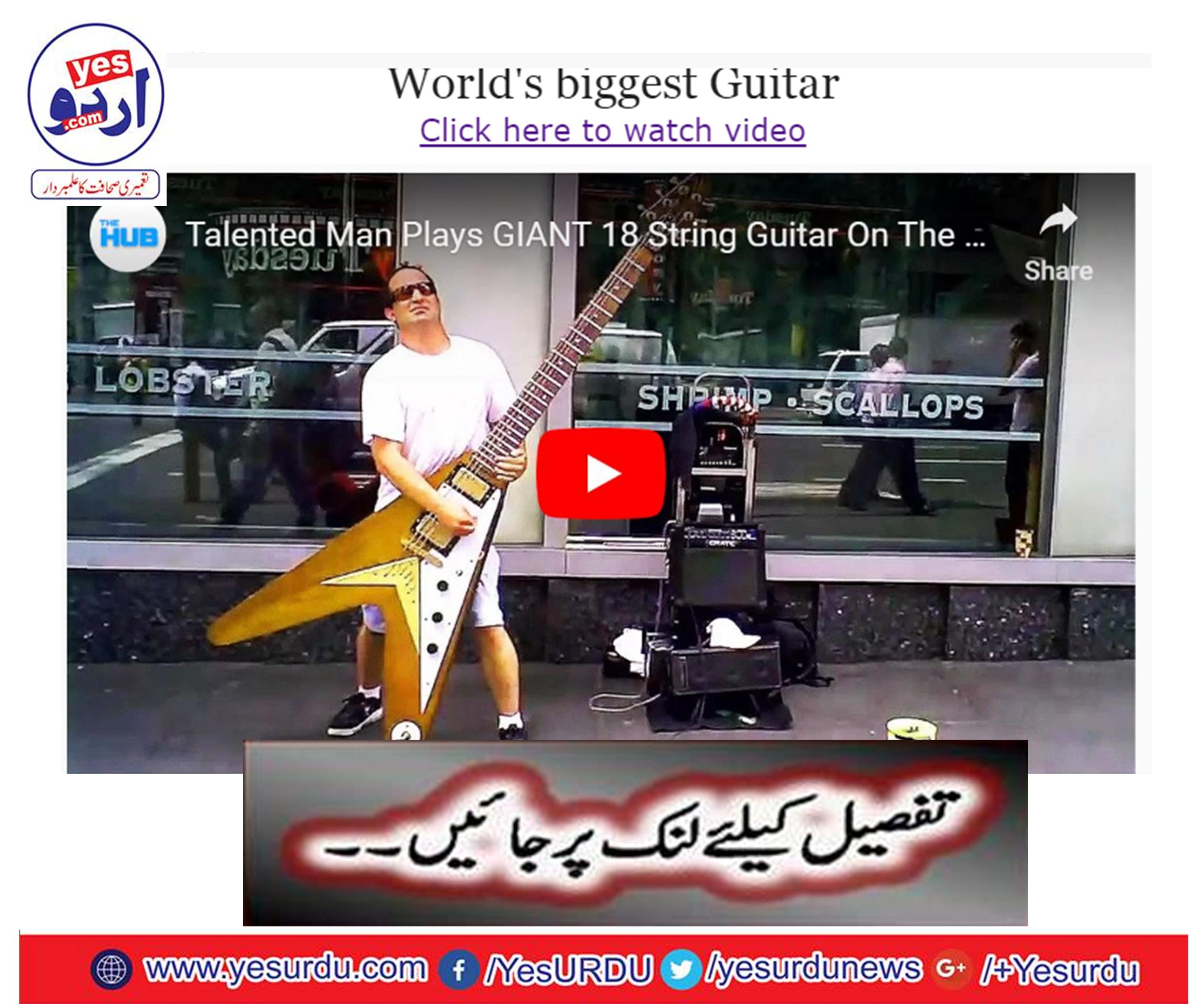 World's biggest Guitar Talented Man Plays GIANT 18 String Guitar On The Street