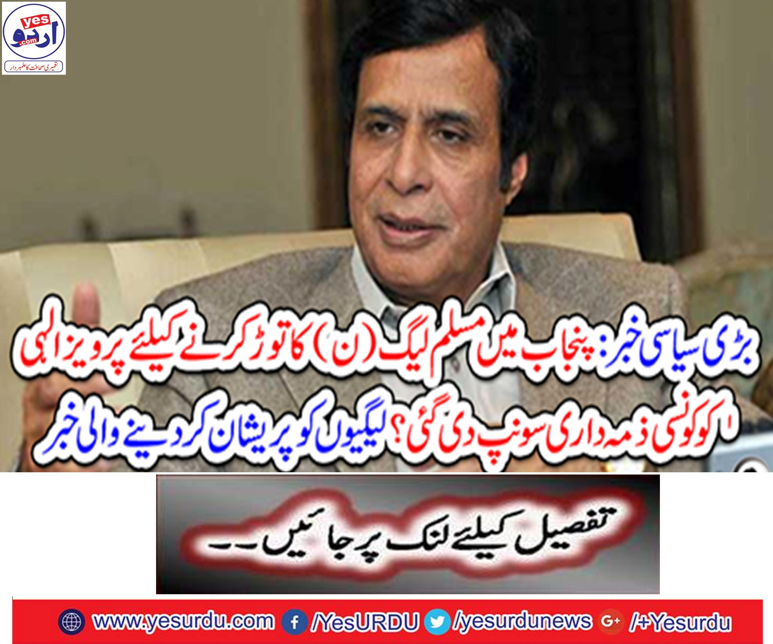 What kind of responsibility was given to Parvez Elahi to break the Muslim League (N) in Punjab?
