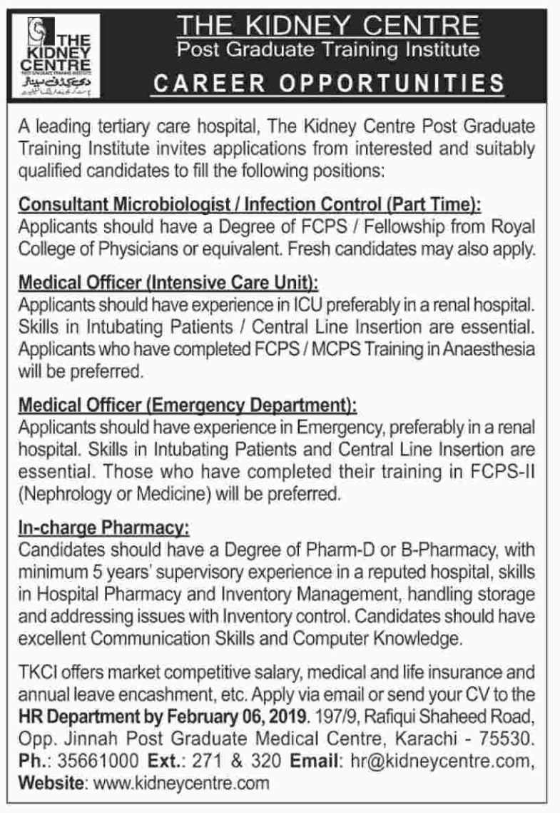 The Kidney Centre Jobs 2019 for Various Medical Posts