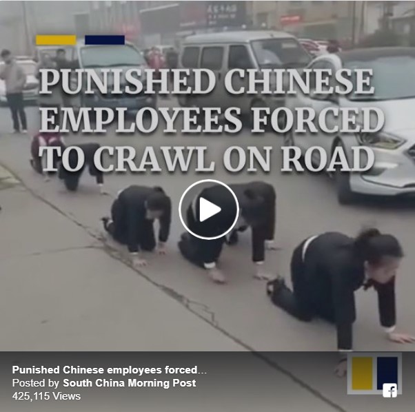 Punished Chinese employees forced to crawl on road
