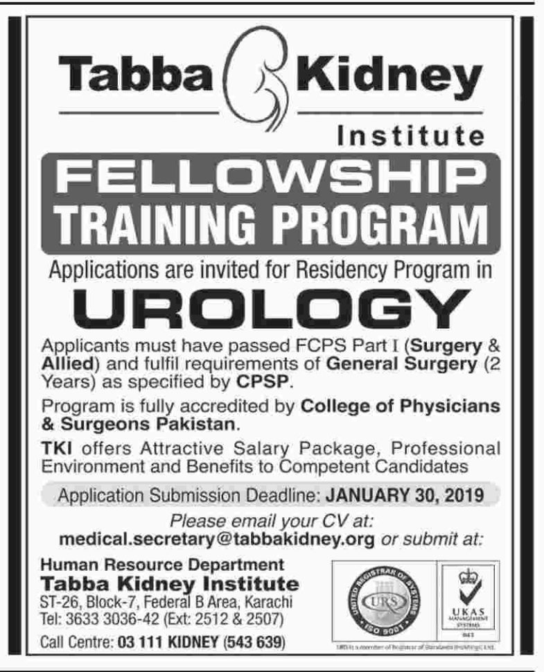 Tabba Kidney Institute Fellowship Training Program 2019