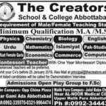 The Creators School & College Abbottabad Jobs 2019 for Teaching Staff
