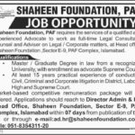 Shaheen Foundation (PAF) Jobs 2019 for Legal Consultant, Counsel and Adviser