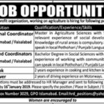 PO Box 3029 NGO Jobs 2019 for Field Coordinators, Zonal Coordinator and Cook (Islamabad/Faisalabad)