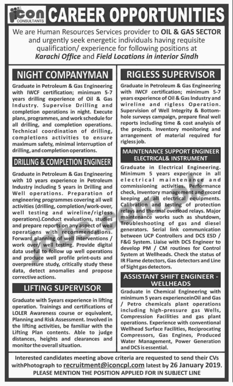 Oil & Gas Sector Company Jobs 2019 for Engineering & Technical Posts