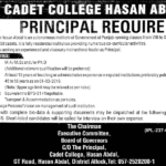 Cadet College Hasan Abdal Jobs 2019 for Principal Post