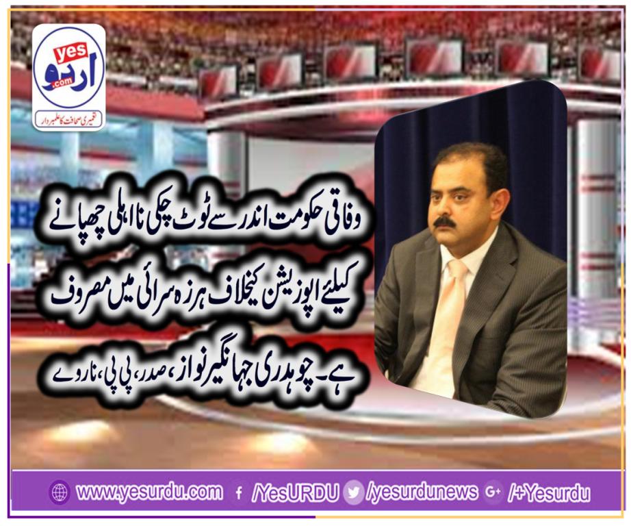 وفاقی حکومت نااہلی کو چھپانے کیلئے سندھ میں پیپلز پارٹی کے حکومت کے خلاف سازشوں میں مصروف ہے،چوہدری جہانگیر نواز