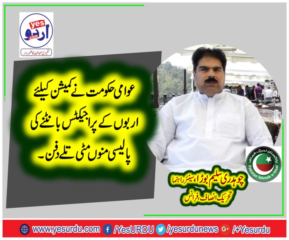 chaudhry saleem bora, SENIOR, LEADER, PTI, FRANCE