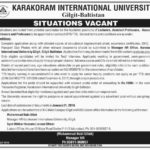 Karakoram International University (Gilgit-Baltistan) Jobs 2019 for Teaching Faculty