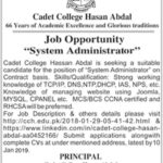 Cadet College Hasan Abdal Jobs 2019 for IT / System Administrator