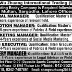 Shang Wu Zhuang International Trading Jobs 2019 for Sales, Marketing and Managers Posts