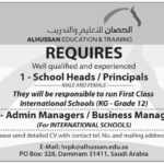 Alhussan Education & Training Jobs 2019 for School Heads, Principals, Admin Managers and Business Manager