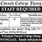 Chenab College Jhang Jobs 2019 for Computer Operator