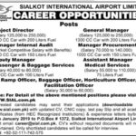 Sialkot International Airport Ltd (SIAL) Jobs 2019 for Various Staff & Management Posts