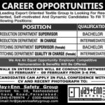 Jay+Enn Textile Company Jobs 2019 for Various Posts / Inter / Bachelor