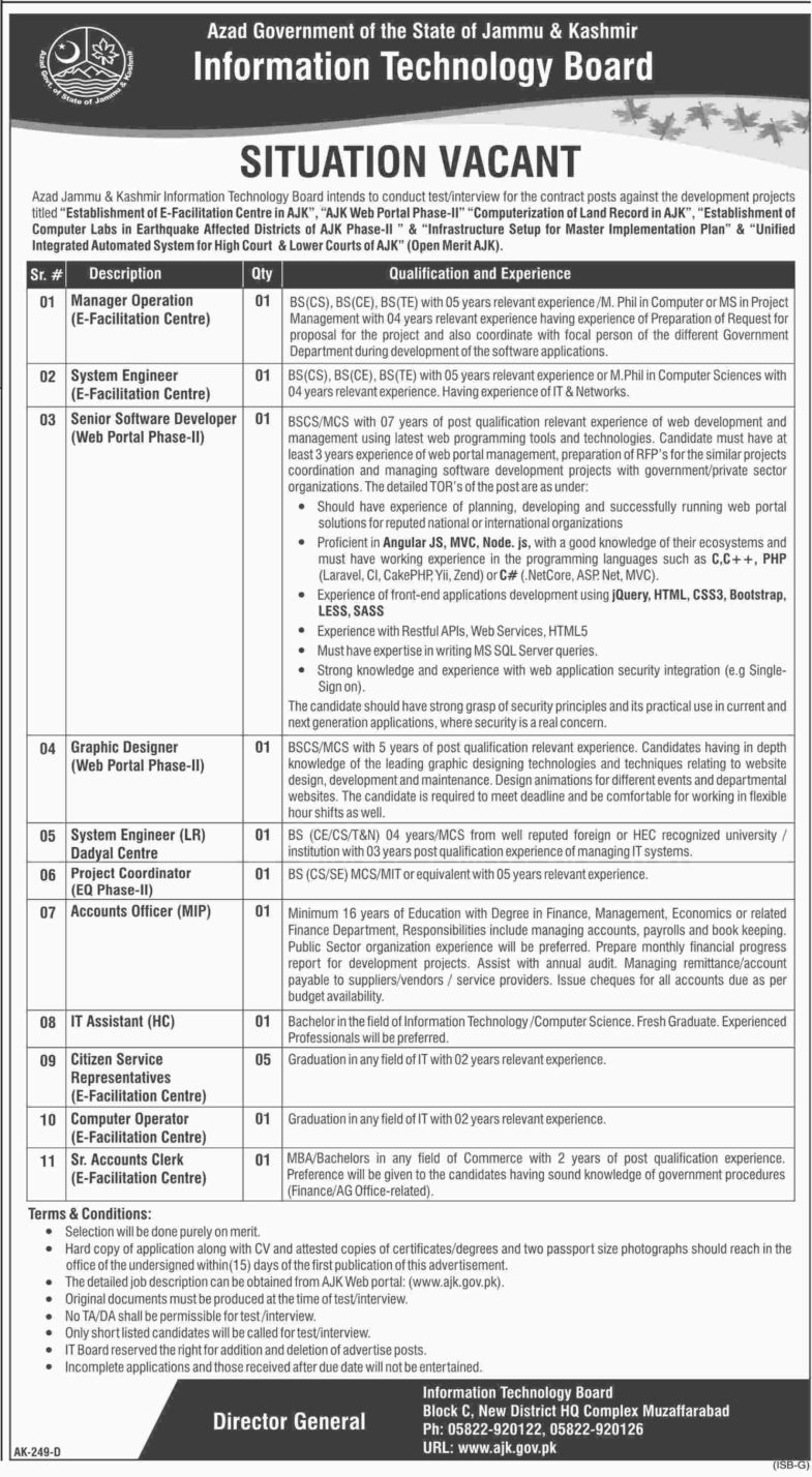 AJK IT Board Jobs 2019 for 15+ Posts (Multiple Categories)