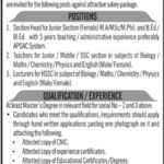 Army Public School & College Kohat Jobs 2019 for Teaching Staff