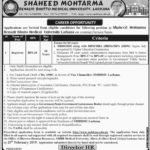 SMBB Medical University Larkana Jobs 2019 for Registrar Posts