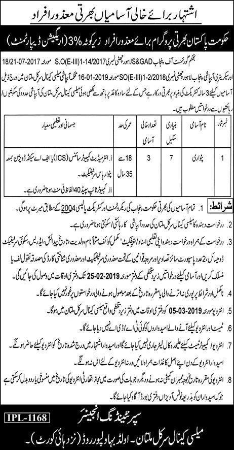 SGAD Punjab Department Jobs 2019 for 3+ Patwari Posts (Disable Quota)